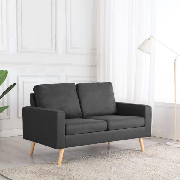ARDEBO.de - 2-Sitzer-Sofa Dunkelgrau Stoff