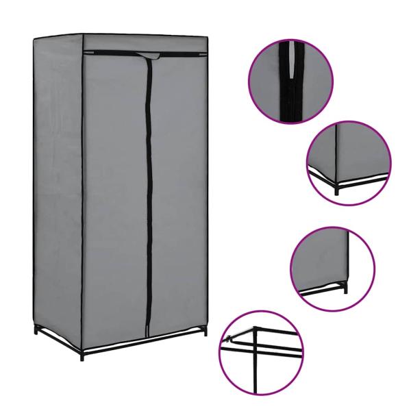 Kleiderschrank Grau 75×50×160 cm
