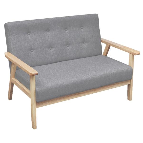 ARDEBO.de - Sofa-Set 3-tlg. Stoff Hellgrau