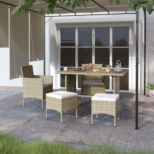 ARDEBO.de - 4-tlg. Gartenstuhl und Hocker Set Poly Rattan Grau