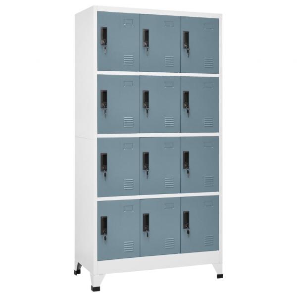 ARDEBO.de - Schließfachschrank Hellgrau und Dunkelgrau 90x45x180 cm Stahl