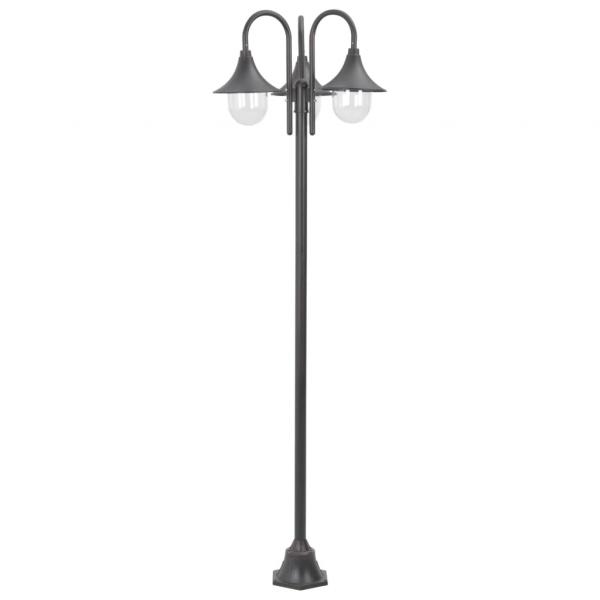 Garten-Pollerleuchte E27 220 cm Aluminium 3-Laterne Bronze 