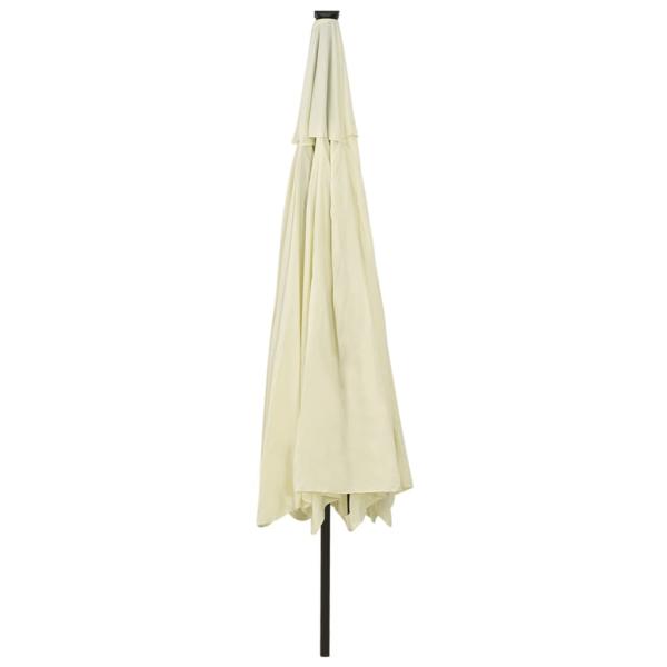 Sonnenschirm mit LED-Leuchten und Metallmast 400 cm Sandfarben
