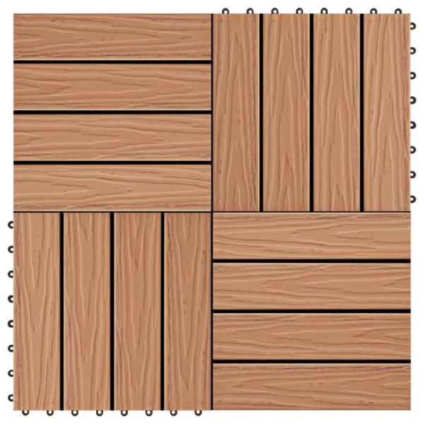 ARDEBO.de - Terrassenfliesen 11Stk. Tief Geprägt WPC 30x30cm 1 qm Teakfarbe