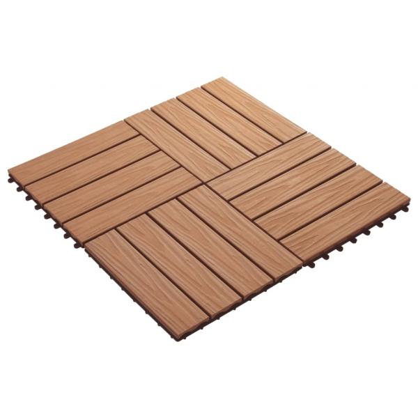 Terrassenfliesen 11Stk. Tief Geprägt WPC 30x30cm 1 qm Teakfarbe