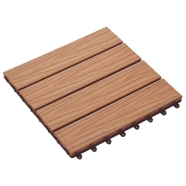 Terrassenfliesen 11Stk. Tief Geprägt WPC 30x30cm 1 qm Teakfarbe