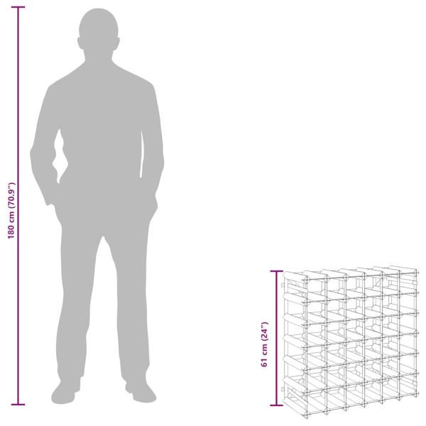 Weinregal für 42 Flaschen Schwarz Massivholz Kiefer