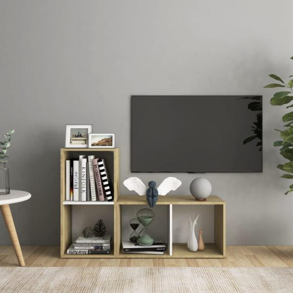 ARDEBO.de - TV-Schränke 2 Stk. Weiß Sonoma-Eiche 72x35x36,5cm Holzwerkstoff