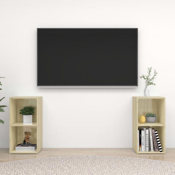 ARDEBO.de - TV-Schränke 2 Stk. Sonoma-Eiche 72x35x36,5 cm Holzwerkstoff