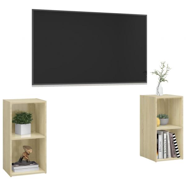 TV-Schränke 2 Stk. Sonoma-Eiche 72x35x36,5 cm Holzwerkstoff