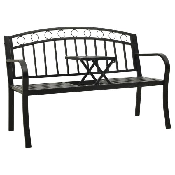 ARDEBO.de - Gartenbank mit Tisch 125 cm Stahl Schwarz