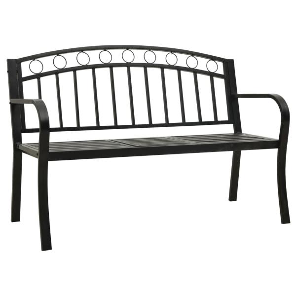 Gartenbank mit Tisch 125 cm Stahl Schwarz