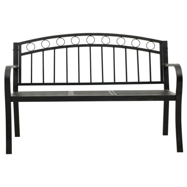 Gartenbank mit Tisch 125 cm Stahl Schwarz