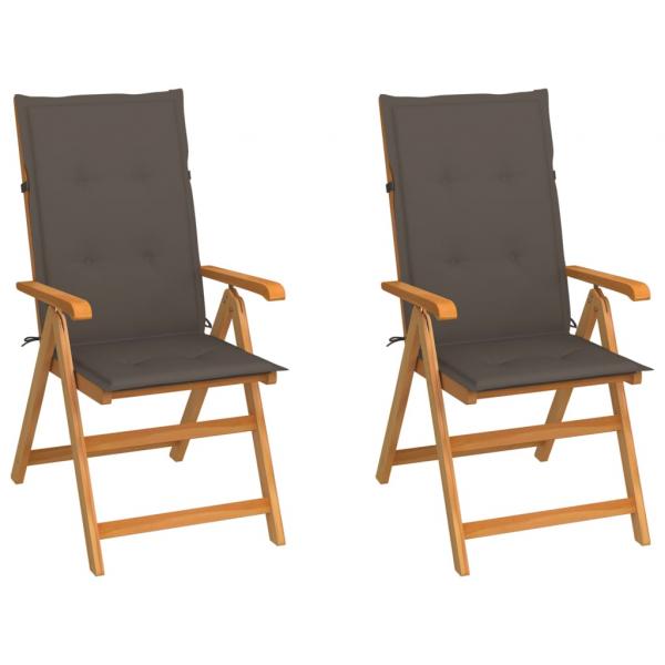 ARDEBO.de - Gartenstühle 2 Stk. mit Taupe Kissen Massivholz Teak