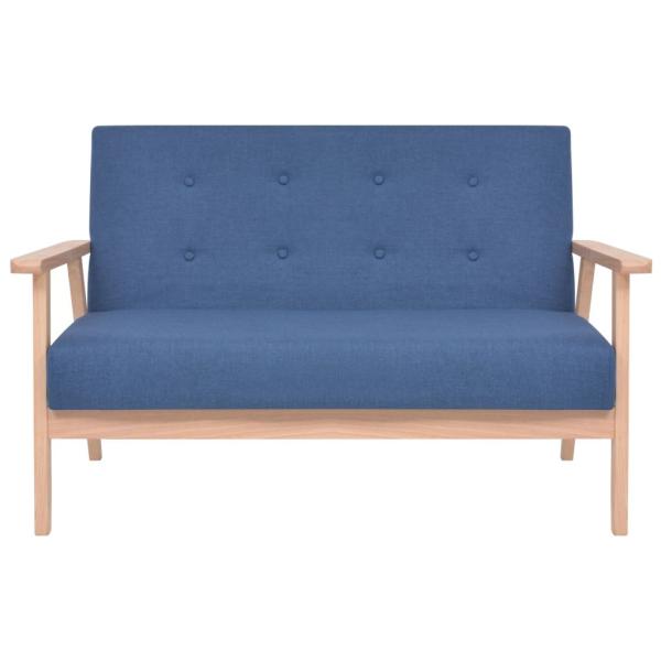 Sofagarnitur 3-tlg. Stoff Blau