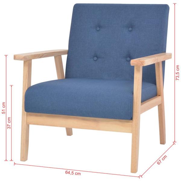 Sofagarnitur 3-tlg. Stoff Blau