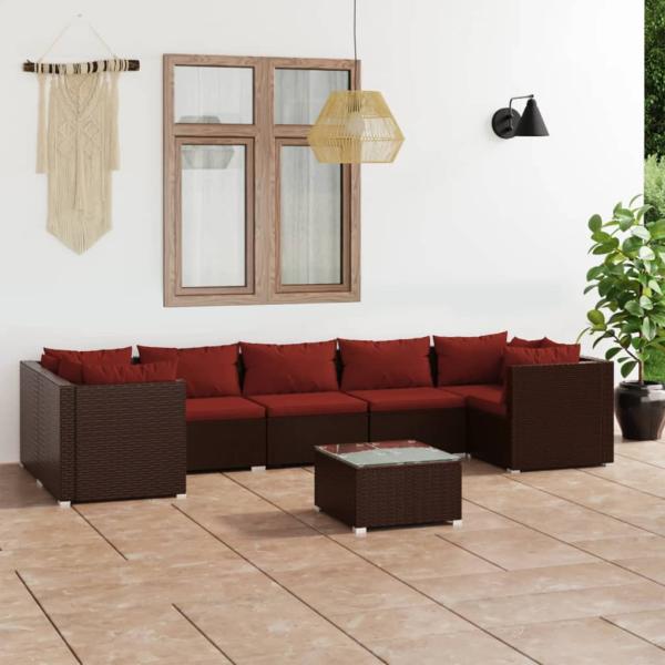 ARDEBO.de - 8-tlg. Garten-Lounge-Set mit Kissen Poly Rattan Braun