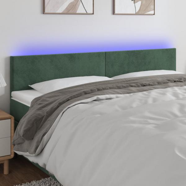 ARDEBO.de - LED Kopfteil Dunkelgrün 180x5x78/88 cm Samt