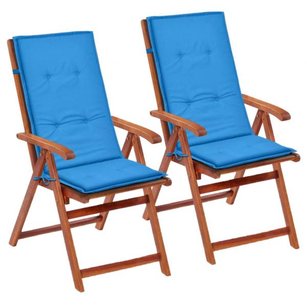 ARDEBO.de - Gartenstuhlauflagen für Hochlehner 2 Stk. Blau 120x50x3cm Stoff
