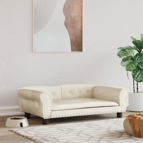 ARDEBO.de - Hundebett Creme 95x55x30 cm Samt