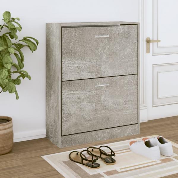 ARDEBO.de - Schuhschrank Betongrau 63x24x81 cm Holzwerkstoff