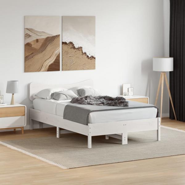 Kopfteil Weiß 135 cm Massivholz Kiefer
