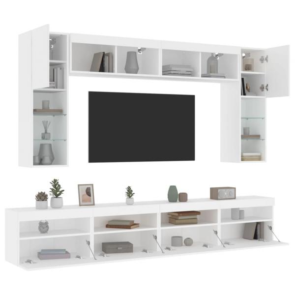ARDEBO.de - 8-tlg. TV-Wohnwand mit LED-Leuchten Weiß
