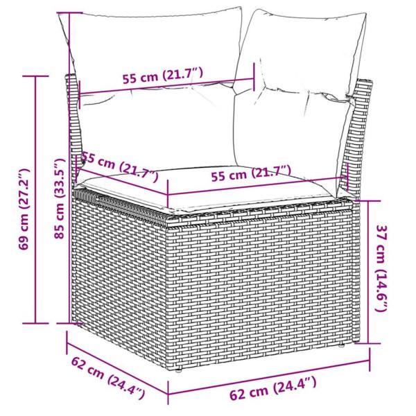 6-tlg. Garten-Sofagarnitur mit Kissen Schwarz Poly Rattan