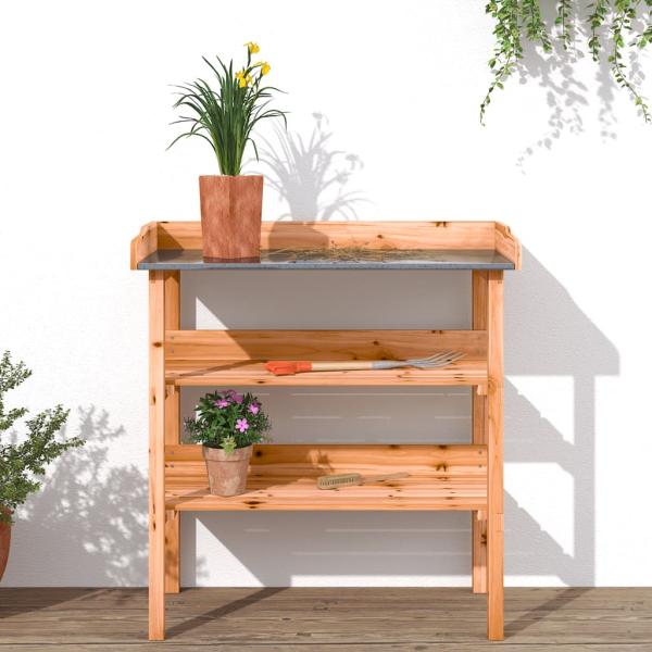 Pflanztisch mit Ablagen Braun 78x38x82,5 cm Massivholz Tanne