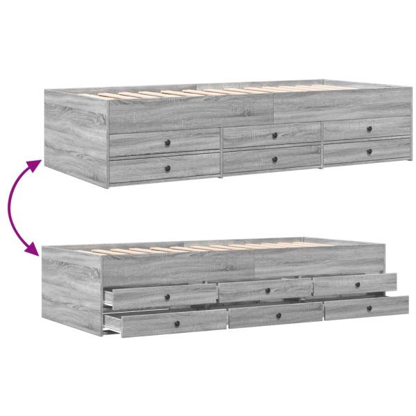 Tagesbett mit Schubladen Grau Sonoma 75x190 cm Holzwerkstoff