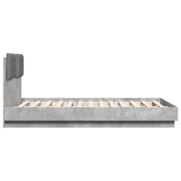 Bettgestell mit Kopfteil Betongrau 120x190 cm Holzwerkstoff