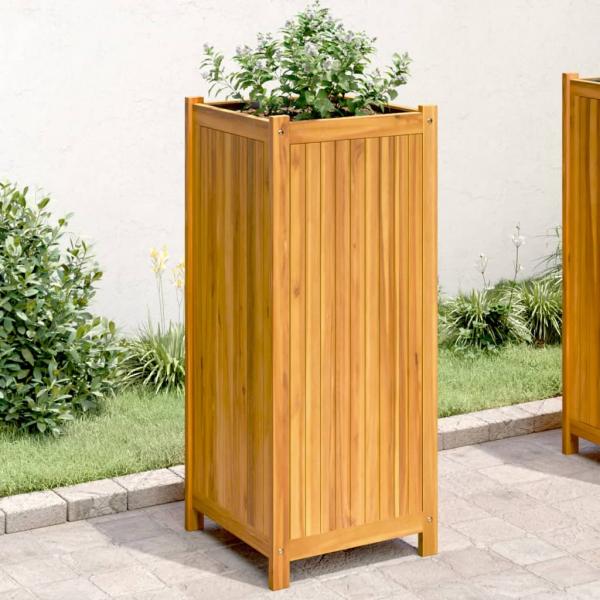 ARDEBO.de - Pflanzkübel mit Einlage 42x42x100 cm Massivholz Akazie
