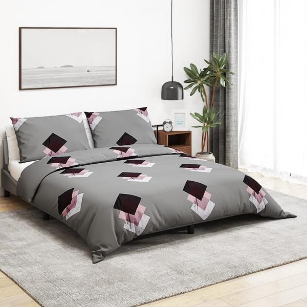 ARDEBO.de - Bettwäsche-Set Grau 260x220 cm Baumwolle