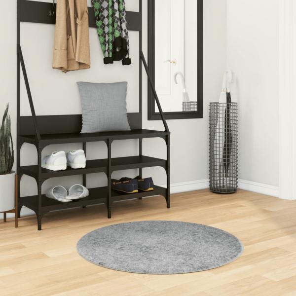 ARDEBO.de - Shaggy-Teppich PAMPLONA Hochflor Modern Grau Ø 80 cm