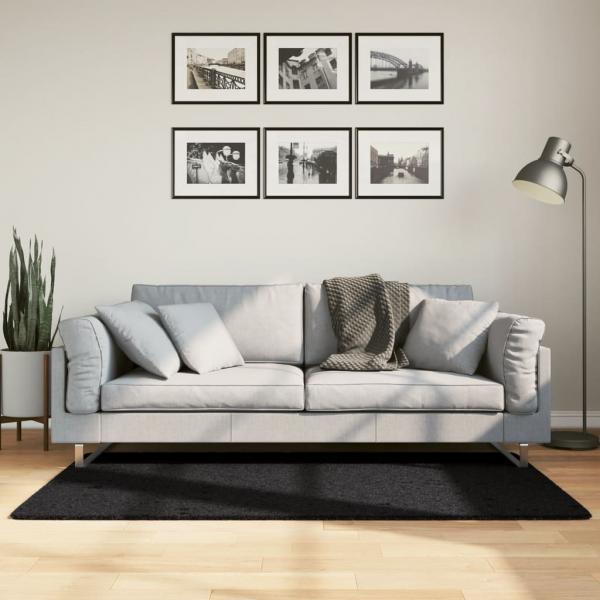 ARDEBO.de - Shaggy-Teppich PAMPLONA Hochflor Modern Schwarz 80x150 cm