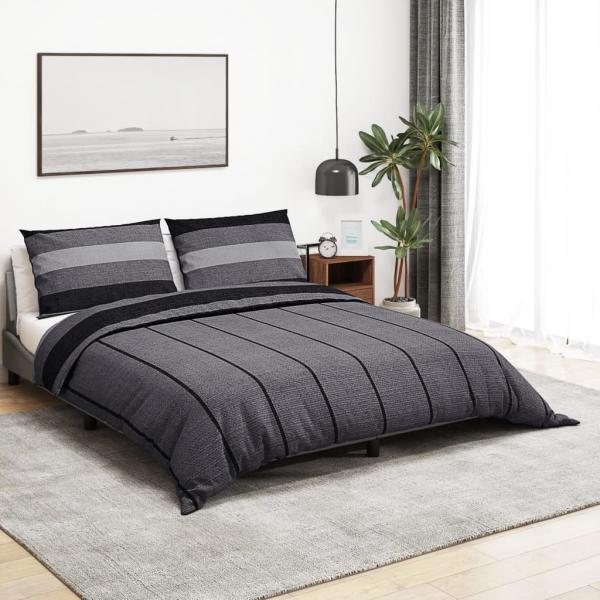 ARDEBO.de - Bettwäsche-Set Dunkelgrau 200x200 cm Baumwolle