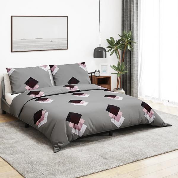 ARDEBO.de - Bettwäsche-Set Grau 140x200 cm Baumwolle