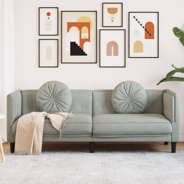 ARDEBO.de - Sofa mit Kissen 3-Sitzer Hellgrau Samt