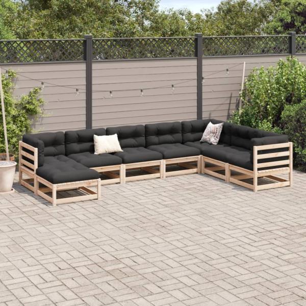 8-tlg. Garten-Sofagarnitur Massivholz Kiefer