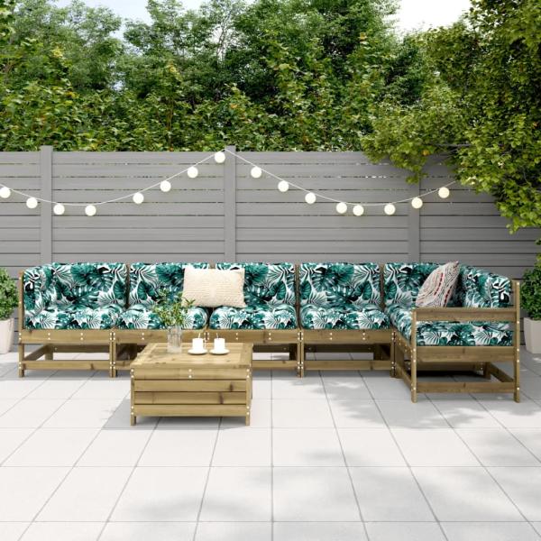 7-tlg. Garten-Sofagarnitur Kiefernholz Imprägniert