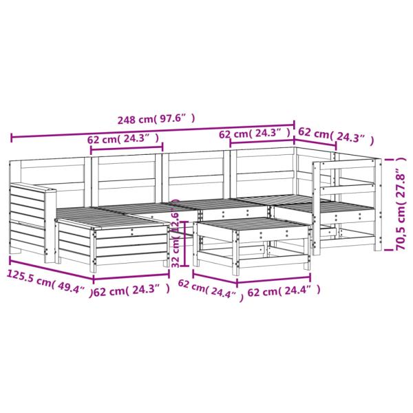 7-tlg. Garten-Sofagarnitur Kiefernholz Imprägniert