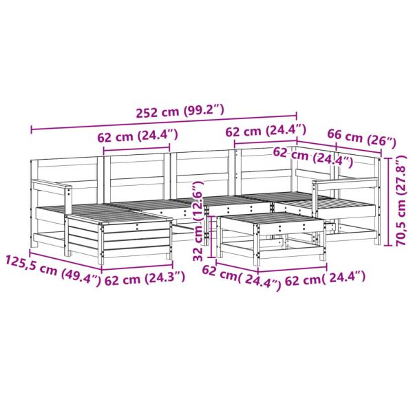 7-tlg. Garten-Sofagarnitur Kiefernholz Imprägniert