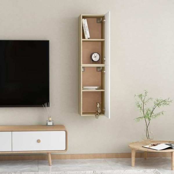 TV-Schränke 2 Stk. Weiß Sonoma-Eiche 30,5x30x60cm Holzwerkstoff
