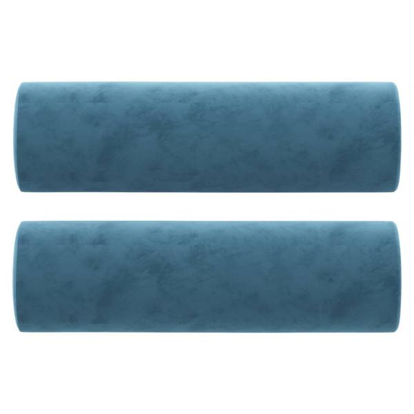 3-Sitzer-Sofa mit Zierkissen Blau 180 cm Samt