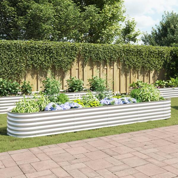 ARDEBO.de - Garten-Hochbeet 400 x 80 x 44 cm Verzinkter Stahl Silbern