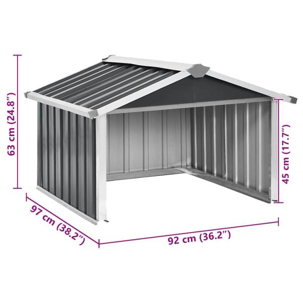Rasenmäher Garage 92x97x63 cm Verzinkter Stahl Anthrazit   