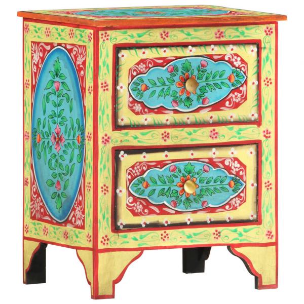 ARDEBO.de - Handbemalter Nachttisch 40×30×50 cm Mango Massivholz
