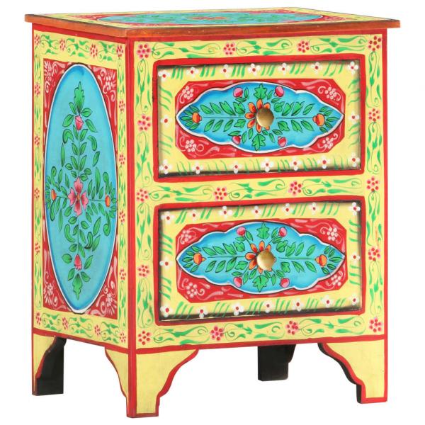 Handbemalter Nachttisch 40×30×50 cm Mango Massivholz