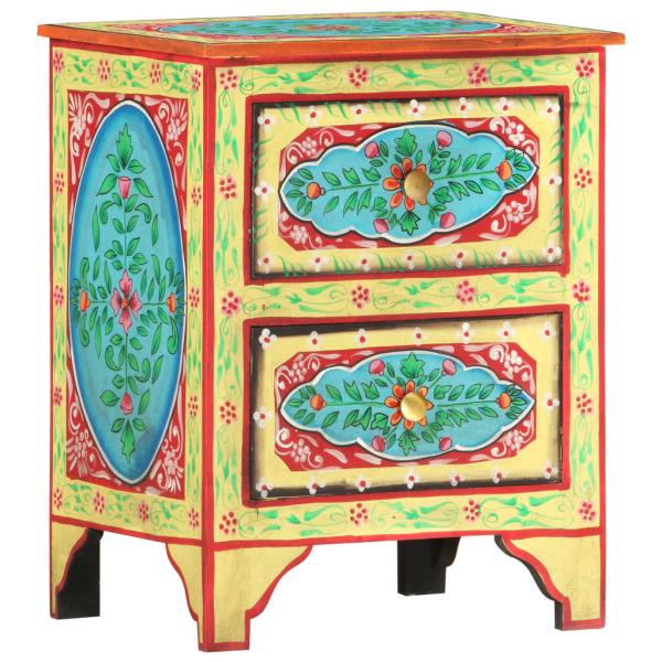 Handbemalter Nachttisch 40×30×50 cm Mango Massivholz