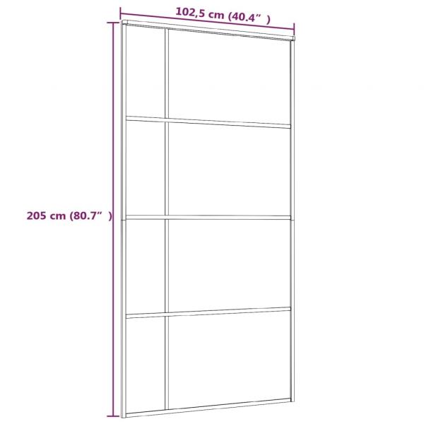 Schiebetür ESG Glas und Aluminium mattiert 102,5x205 cm Weiß